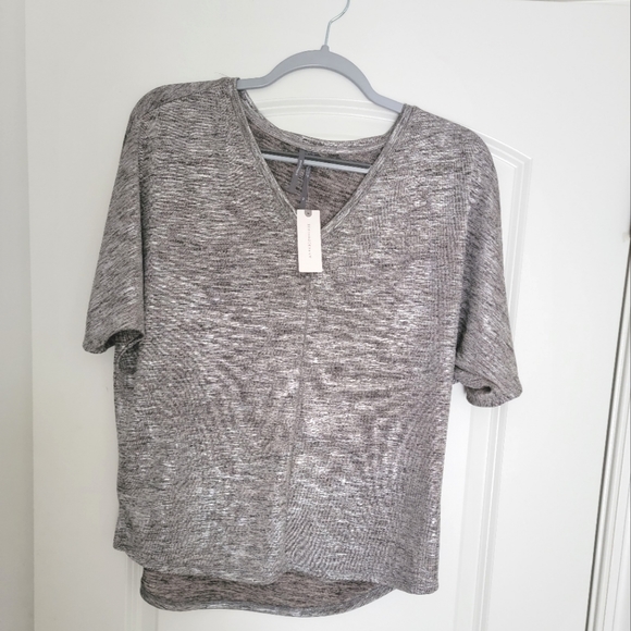 Anthropologie Tops - NWT ANTHROPOLOGIE Silver Black & Gray Shimmer Top Blouse Shirt Size XS